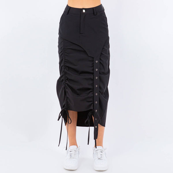 SIDE SHIRRING RUCHED SKIRT