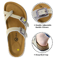 Women's Cork Slide Sandals with Adjustable Buckle