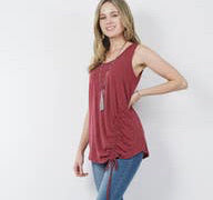 Side Ruched Top  Burgundy